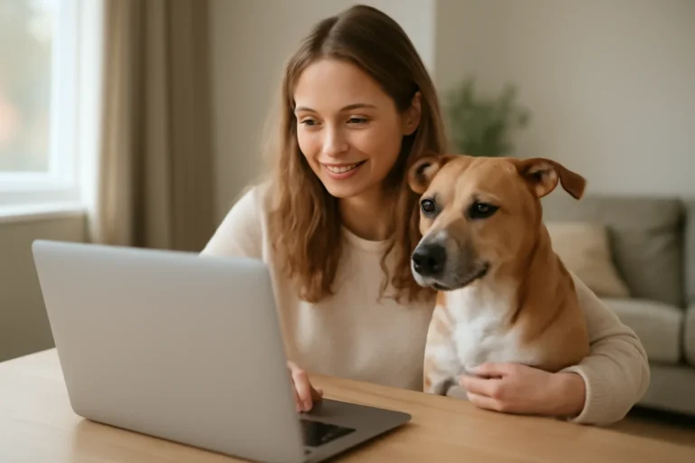 Canadian pet owner with pet researching how much does pet insurance cost in british columbia