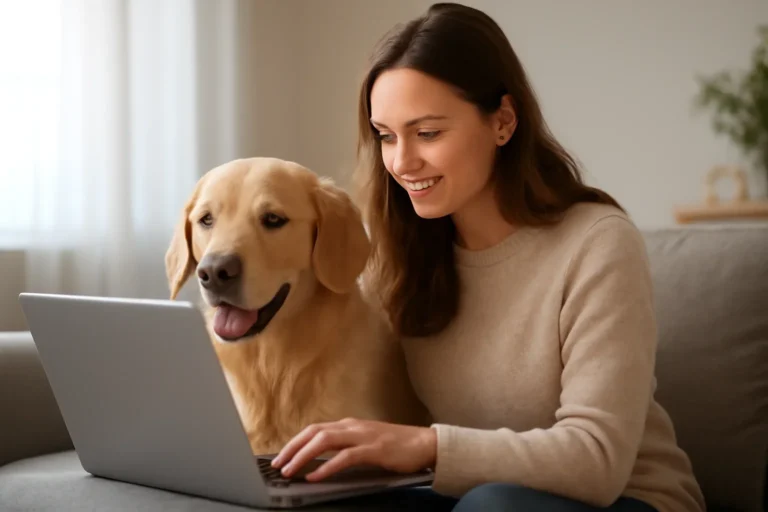 Canadian pet owner with pet researching how much does pet insurance cost in ontario