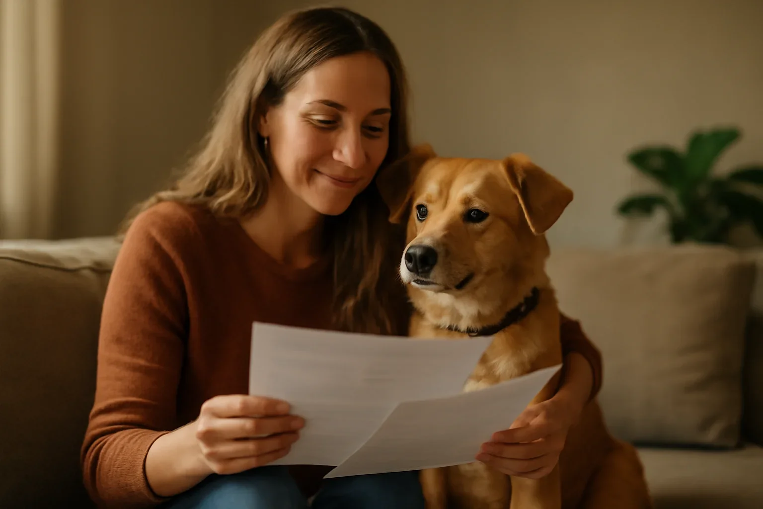 Canadian pet owner comparing Fetch and Spot pet insurance policies side by side