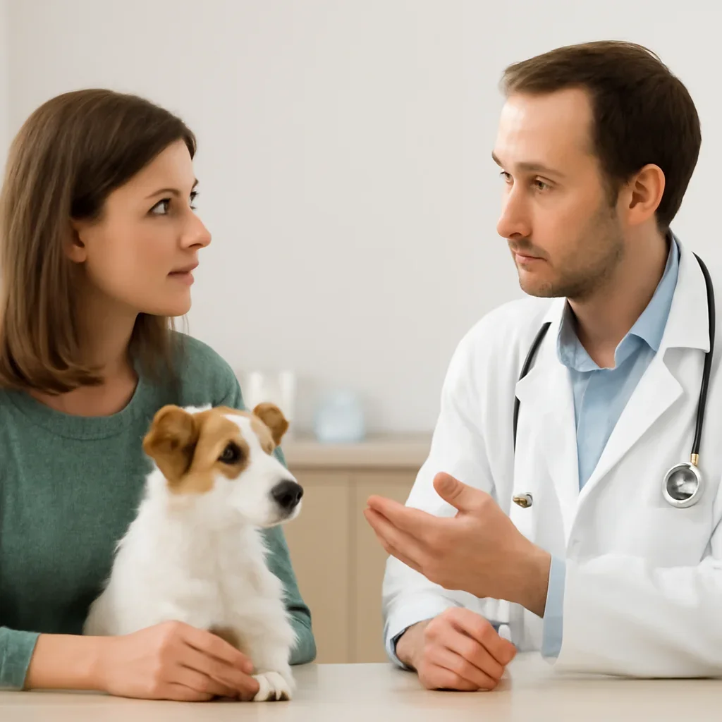 Discussing veterinary invoices and insurance payment arrangements