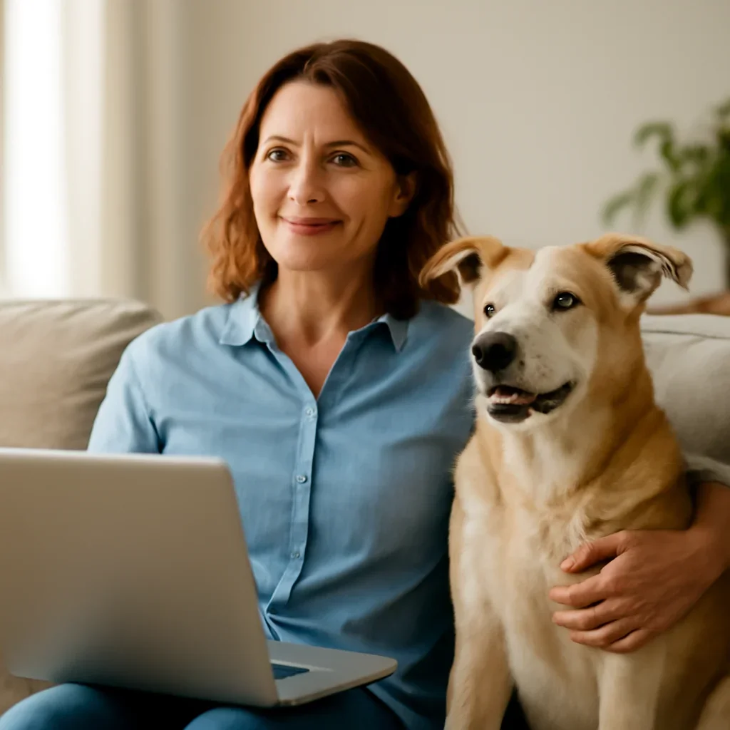 Canadian owner planning insurance and local veterinary care for an older dog